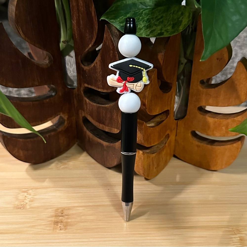 Handmade Silicone Beaded Pen ✏️ Graduation Theme +‎ Refill